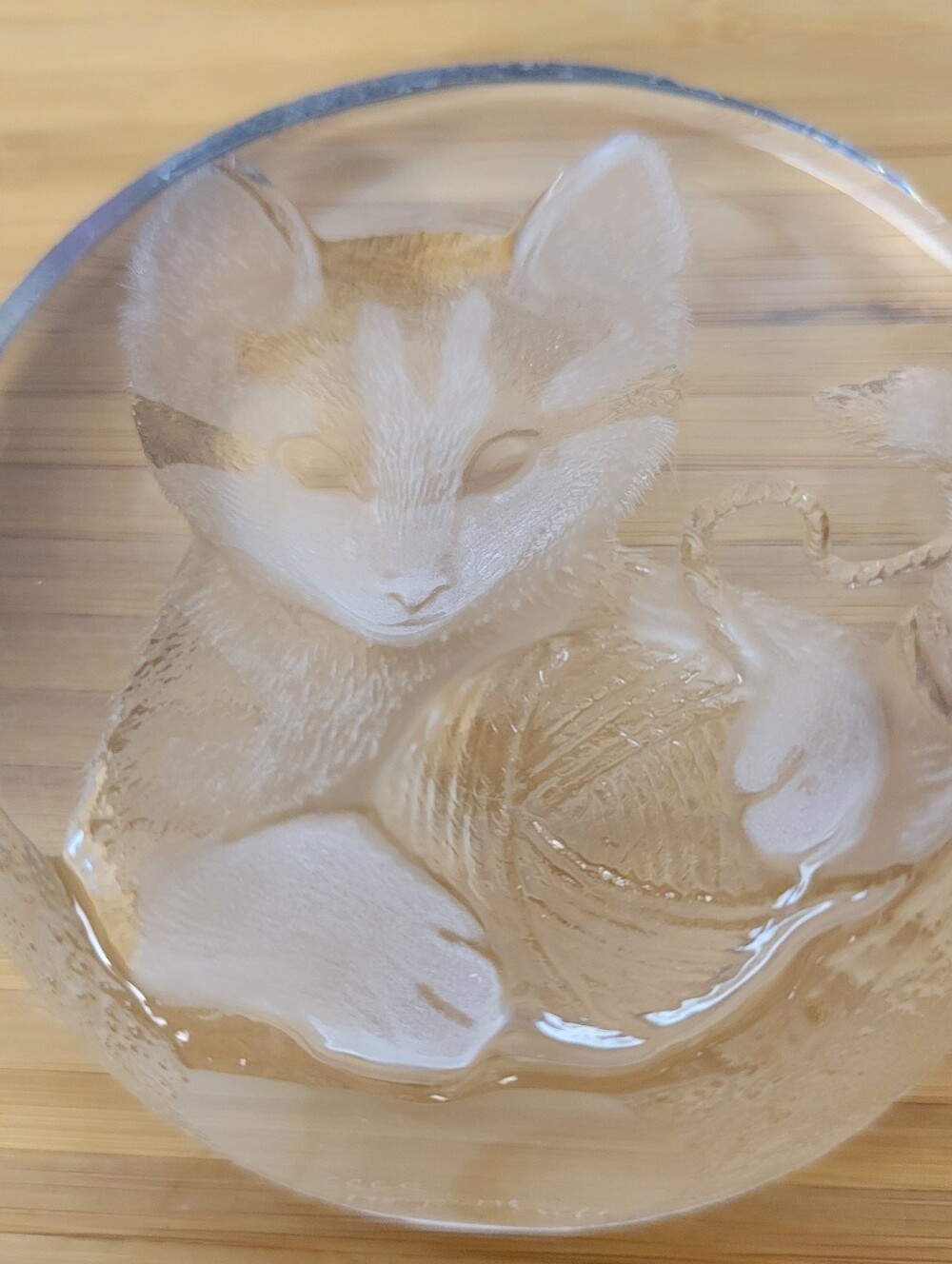 Mats Jonasson Crystal Cat Paperweight Signed Målerås Sweden Art Glass Vintage
